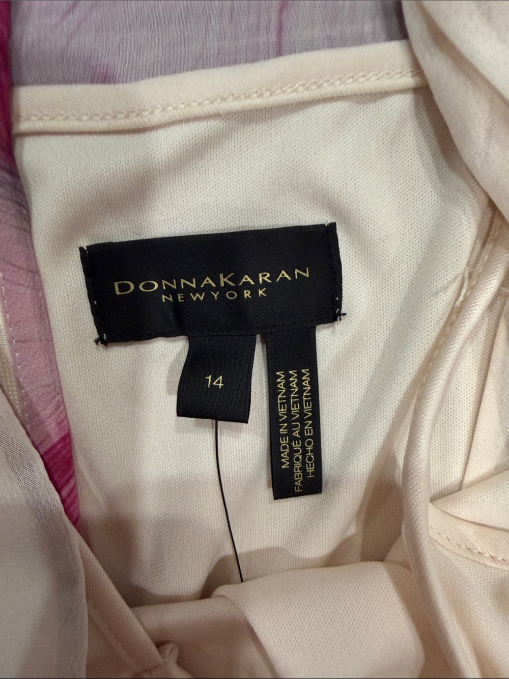 Donna Karan Floral V-Neck Sleeveless Chiffon Dress in Pink and Purple size 14 - Picture 3 of 5